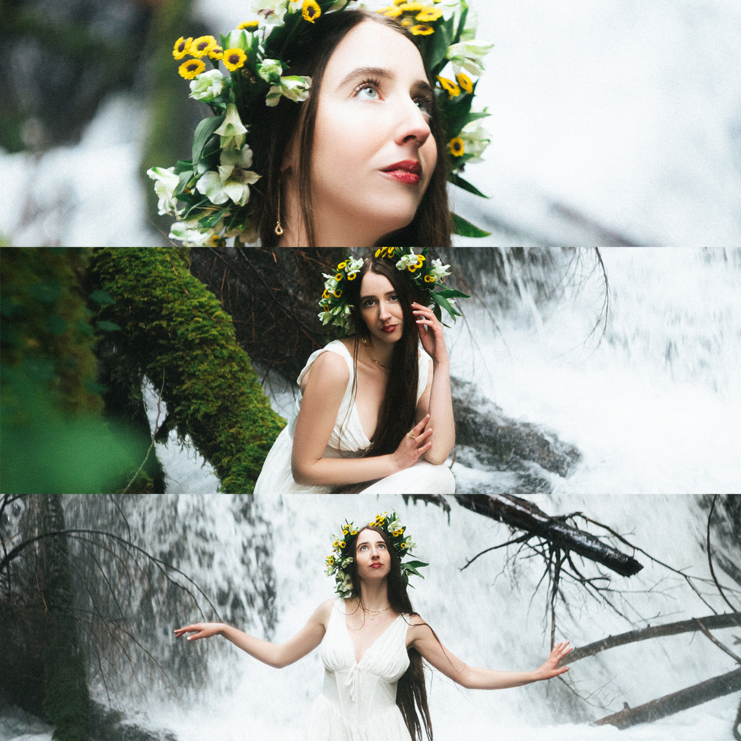 Ethereal Film-like Portraits at a Glacial Waterfall Near Mount Hood